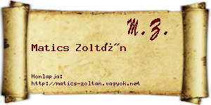 Matics Zoltán névjegykártya
